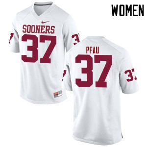 Women Kyle Pfau White OU Sooners College Football #37 Jersey 283676-478