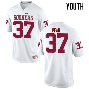 Youth Kyle Pfau White Oklahoma Sooners College Football #37 Jersey 186742-816