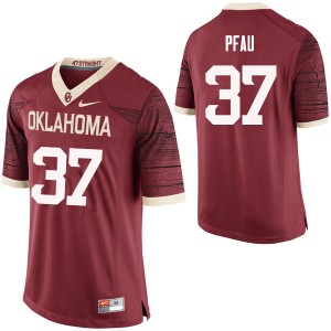 Men Kyle Pfau Crimson OU College Football #37 Jersey 273778-179