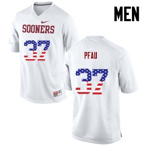Men Kyle Pfau White Sooners College Football USA Flag Fashion #37 Jersey 934812-140