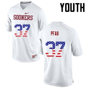 Youth Kyle Pfau White OU College Football USA Flag Fashion #37 Jersey 946407-835