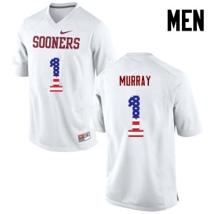 Men Kyler Murray White Sooners College Football USA Flag Fashion #1 Jersey 505727-357