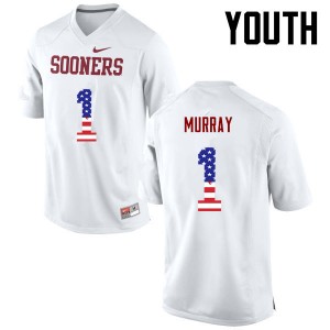 Youth Kyler Murray White Oklahoma College Football USA Flag Fashion #1 Jersey 223581-101