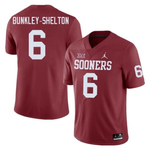 Men LV Bunkley-Shelton Crimson Sooners College Football #6 Jersey 358684-462