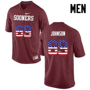 Men Lane Johnson Crimson OU Sooners College Football USA Flag Fashion #69 Jersey 880848-424