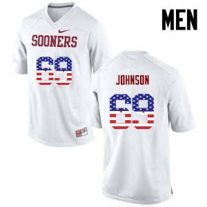 Men Lane Johnson White Oklahoma Sooners College Football USA Flag Fashion #69 Jersey 108564-952