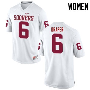 Women Levi Draper White Sooners College Football #6 Jersey 383469-340