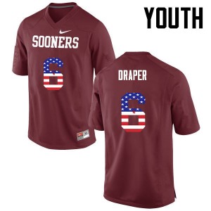 Youth Levi Draper Crimson OU College Football USA Flag Fashion #6 Jersey 698097-846