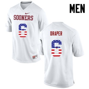 Men Levi Draper White Oklahoma College Football USA Flag Fashion #6 Jersey 920708-643