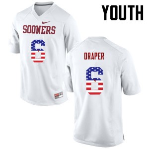 Youth Levi Draper White OU College Football USA Flag Fashion #6 Jersey 710459-974