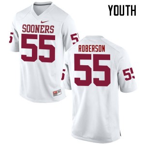 Youth Logan Roberson White Sooners College Football #55 Jersey 305883-728