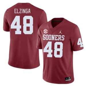 Men Luke Elzinga Crimson Sooners 2024 SEC Conference #48 Jersey 363862-680