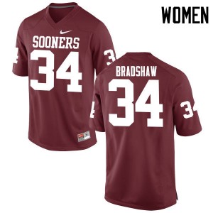 Women Malik Bradshaw Crimson Sooners College Football #34 Jersey 955737-831