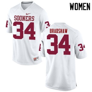 Women Malik Bradshaw White Oklahoma College Football #34 Jersey 780586-877