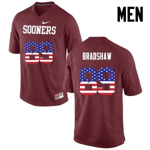 Men Malik Bradshaw Crimson Sooners College Football USA Flag Fashion #89 Jersey 353514-647
