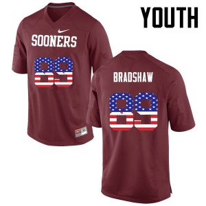 Youth Malik Bradshaw Crimson Sooners College Football USA Flag Fashion #89 Jersey 783921-416