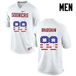 Men Malik Bradshaw White Oklahoma College Football USA Flag Fashion #89 Jersey 294631-569