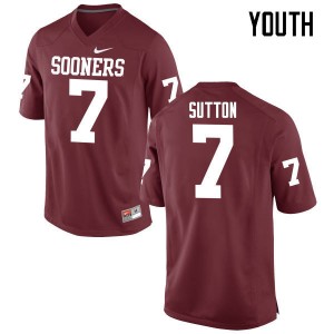 Youth Marcelias Sutton Crimson Oklahoma College Football #7 Jersey 287698-617