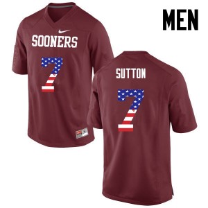 Men Marcelias Sutton Crimson Sooners College Football USA Flag Fashion #7 Jersey 361084-292