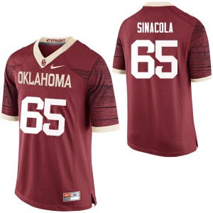 Men Mario Sinacola Crimson Oklahoma Sooners College Football #65 Jersey 600502-370