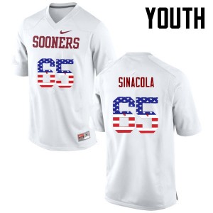Youth Mario Sinacola White Sooners College Football USA Flag Fashion #65 Jersey 234337-444