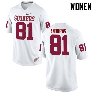 Women Mark Andrews White OU College Football #81 Jersey 938082-310