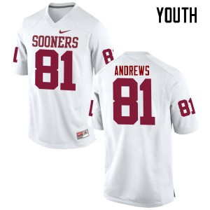 Youth Mark Andrews White Oklahoma Sooners College Football #81 Jersey 988423-628