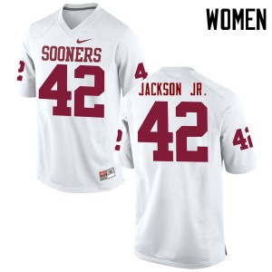 Women Mark Jackson Jr. White Oklahoma College Football #42 Jersey 628773-893