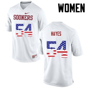 Women Marquis Hayes White Sooners College Football USA Flag Fashion #54 Jersey 723405-207