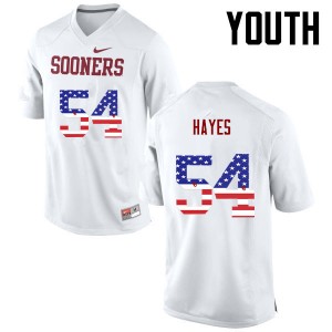 Youth Marquis Hayes White Oklahoma Sooners College Football USA Flag Fashion #54 Jersey 102435-731