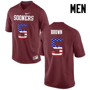 Men Marquise Brown Crimson Oklahoma Sooners College Football USA Flag Fashion #5 Jersey 295895-871