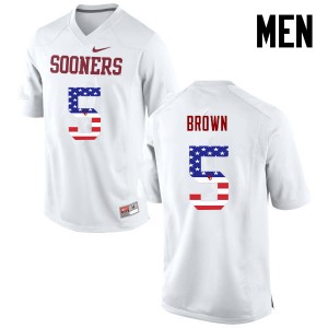 Men Marquise Brown White Oklahoma College Football USA Flag Fashion #5 Jersey 582737-937