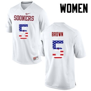 Women Marquise Brown White Sooners College Football USA Flag Fashion #5 Jersey 282648-968