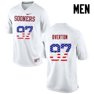 Men Marquise Overton White OU College Football USA Flag Fashion #97 Jersey 137991-595