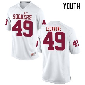 Youth Matthew Leckrone White Sooners College Football #49 Jersey 941601-843