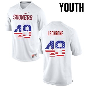 Youth Matthew Leckrone White Sooners College Football USA Flag Fashion #49 Jersey 601443-640