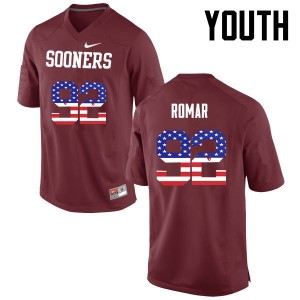 Youth Matthew Romar Crimson OU Sooners College Football USA Flag Fashion #92 Jersey 242107-728