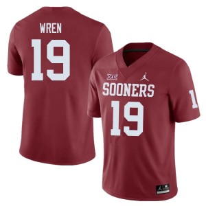 Men Maureese Wren Crimson OU Sooners College Football #19 Jersey 773653-333