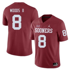 Men Michael Woods II Crimson Sooners College Football #8 Jersey 454408-384