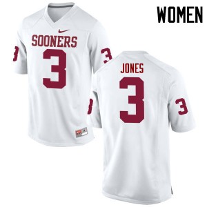 Women Mykel Jones White OU Sooners College Football #3 Jersey 801456-464