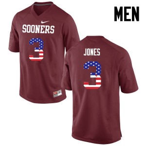 Men Mykel Jones Crimson OU College Football USA Flag Fashion #3 Jersey 538717-563