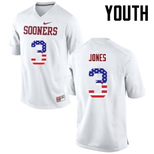 Youth Mykel Jones White OU College Football USA Flag Fashion #3 Jersey 687624-177