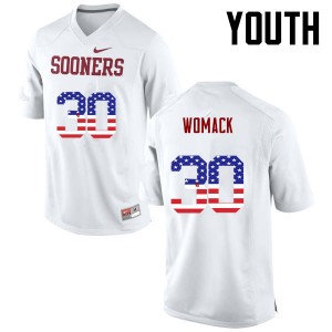 Youth Nathan Womack White OU Sooners College Football USA Flag Fashion #30 Jersey 249471-436