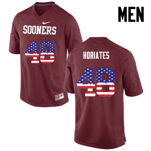 Men Nick Horiates Crimson Oklahoma Sooners College Football USA Flag Fashion #48 Jersey 711191-257