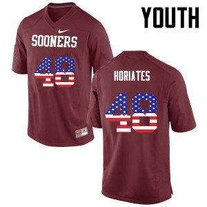 Youth Nick Horiates Crimson OU Sooners College Football USA Flag Fashion #48 Jersey 374732-206