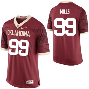 Men Nick Mills Crimson OU Sooners College Football #99 Jersey 987466-561