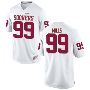 Men Nick Mills White OU Sooners College Football #99 Jersey 708287-520