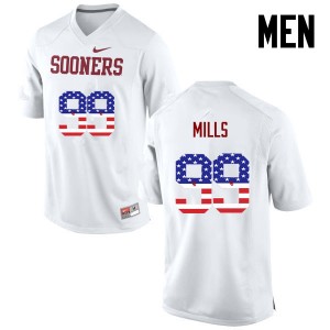 Men Nick Mills White OU Sooners College Football USA Flag Fashion #99 Jersey 557481-796