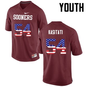 Youth Nila Kasitati Crimson Oklahoma College Football USA Flag Fashion #54 Jersey 786793-511