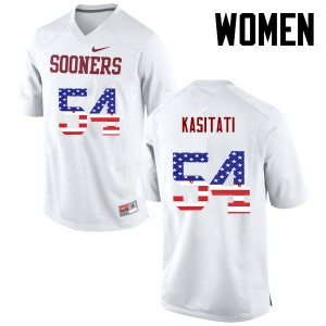 Women Nila Kasitati White Oklahoma Sooners College Football USA Flag Fashion #54 Jersey 666484-399